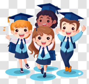 Graduation - Illustration Of Happy Graduation Students Transparent PNG