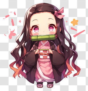 Kawaii Nezuko Kamado - Cute Anime Character Illustration Transparent PNG