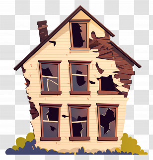 Old Weathered House - Cartoon Dilapidated House Transparent PNG