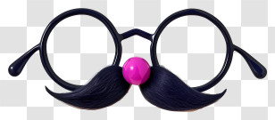 Realistic Funny Groucho Nose Glasses - Black Glasses With Pink Nose And Mustache Transparent PNG