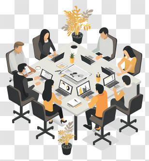 Office Meeting - Collaborative Teamwork Meeting At Office Transparent PNG