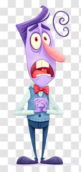 Fear Inside Out - Scared Purple Character Illustration Transparent PNG