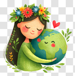 Mother Earth Day - Girl Hugging Earth For Environmental Love Transparent PNG