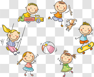 Cartoon Kid - Bursts Of Play: Children Enjoying Their Toys Transparent PNG