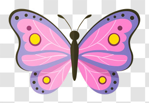 Butterfly - Pink Butterfly Illustration With Colorful Patterns Transparent PNG