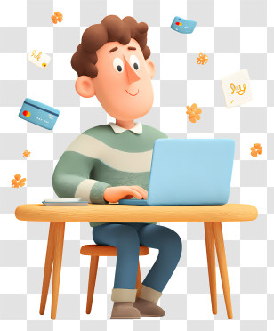 Shopping Via Laptop - Man Shopping Online On Laptop Transparent PNG
