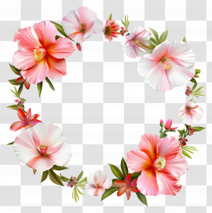 Flower Frame - Floral Wreath With Pink And White Flowers Transparent PNG