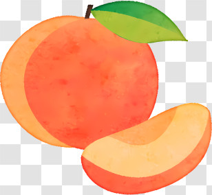 Icon - Juicy Peach With Slice Illustration Transparent PNG