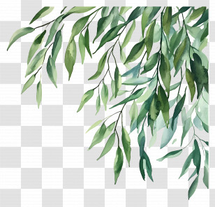 Leaf Painting - Watercolor Green Leaves Artistic Design Transparent PNG