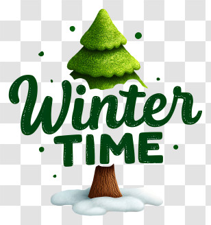Winter Logo Word - Winter Time Pine Tree Lettering Transparent PNG