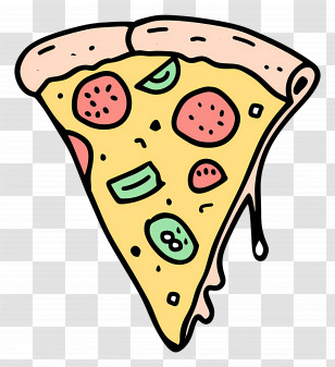 Doodle Pizza - Cartoon Drawing Of A Pizza Slice Transparent PNG