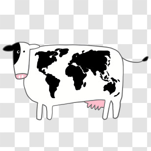 Cartoon - Cow With World Map Spots Transparent PNG