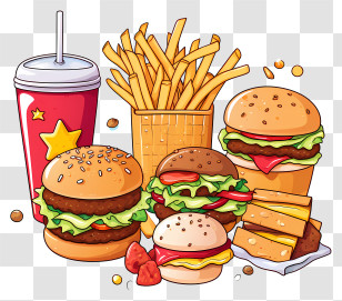 Food - Illustration Of A Fast Food Combo Meal Transparent PNG