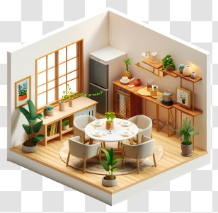Dining Room - Isometric Dining Room Transparent PNG