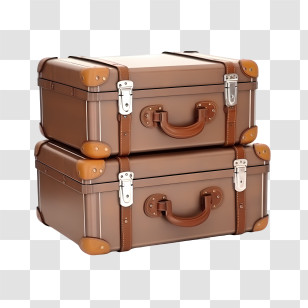 Vintage Suitcase - Stacked Brown Leather Suitcases For Travel Transparent PNG