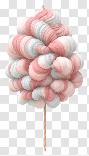 Gentle Pink Aesthetic - Fluffy Pink-and-White Cotton Candy Transparent PNG