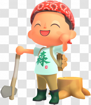 Animal Crossing - Happy Cartoon Character With Axe Transparent PNG