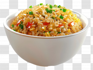 Fried Rice - Steaming Bowl Of Fried Rice With Vegetables Transparent PNG