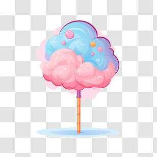 Cotton Candy - Colorful Cotton Candy On A Stick Transparent PNG