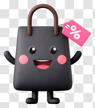 Cartoon Shopping Bag - Cute Shopping Bag Sale Mascot Transparent PNG