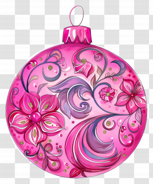 Pink Christmas Ornament - Pink Floral Christmas Ornament Ball Transparent PNG