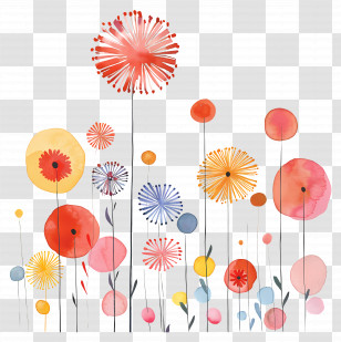 Fireworks - Colorful Abstract Flowers Illustration Transparent PNG