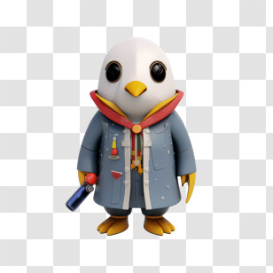 Penguin
 - Cute Bird Character With Coat And Bottle Transparent PNG