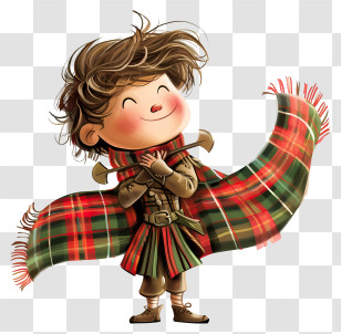 Tartan Day - Happy Child With Scarf Transparent PNG
