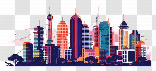 Bangalore City Skyline - Vibrant Colorful City Skyline Transparent PNG