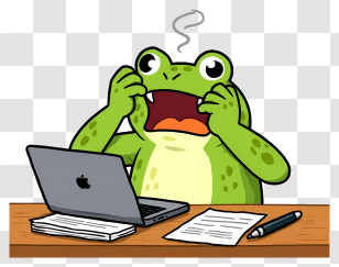 Cartoon Frog - Frog Cartoon Working At Computer Transparent PNG