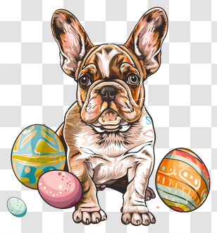 Easter Pet - French Bulldog With Easter Eggs Transparent PNG