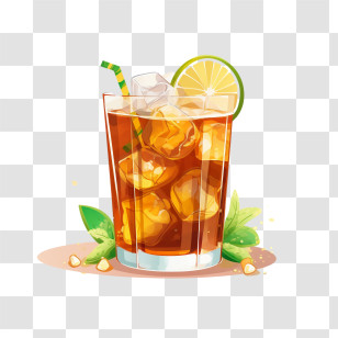 Ice Tea
 - Refreshing Iced Tea With Lime Illustration Transparent PNG