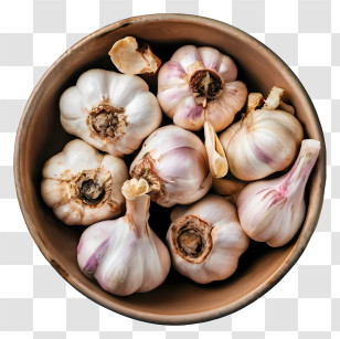 Garlic Bulbs - Garlic Bulbs In A Rustic Bowl Transparent PNG
