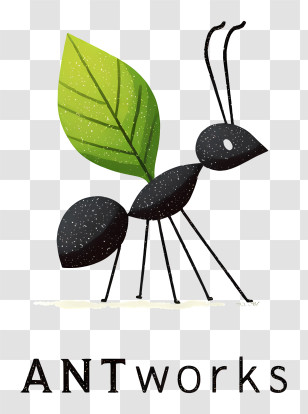 Antworks Logo - Ant With Leaf Logo Transparent PNG