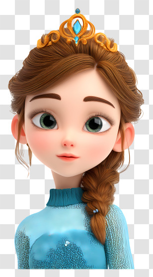 Cartoon Princess Avatar - Animated Princess With Crown Transparent PNG