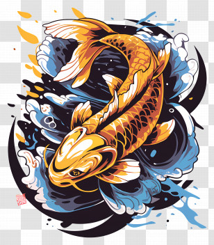 Fish Tattoo - Artistic Koi Fish In Water Transparent PNG