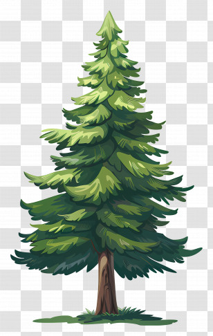Pine Tree - Watercolor Tall Evergreen Tree Transparent PNG