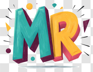 Mr Logo - Colorful MR Typography Badge Transparent PNG