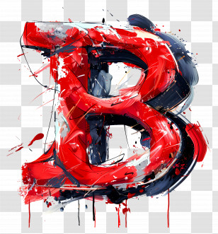 Letter B - Red Letter B With Artistic Design Transparent PNG