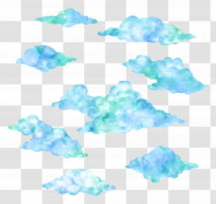Watercolor Clouds - Green Clouds Collection Transparent PNG