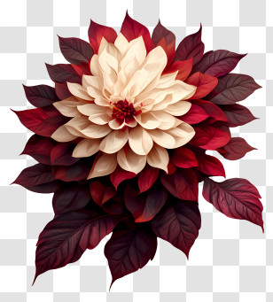 Dahlia Art - Red And White Flower Bloom Transparent PNG