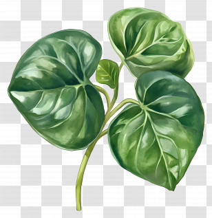Watercolor Leaf - Three Green Leaves Botanical Illustration Transparent PNG