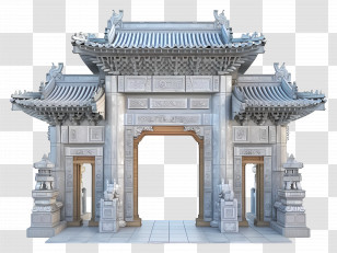 Temple Gate - Traditional Stone Gate Transparent PNG