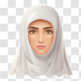 Woman With Veil - Portrait Of Woman In White Hijab Transparent PNG