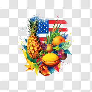 Tropical Background - Tropical Fruits With American Flag Background Transparent PNG