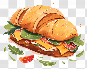 Panera Bread - Croissant Sandwich With Cheese And Vegetables Transparent PNG