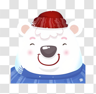 Polar Bear - Cute White Bear With Red Hat Transparent PNG