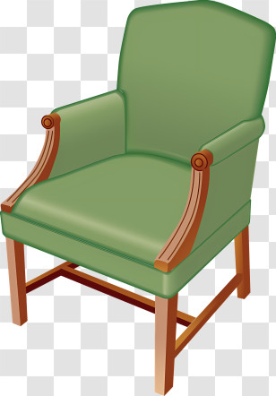 Sofa - Green Upholstered Chair With Wooden Frame Transparent PNG