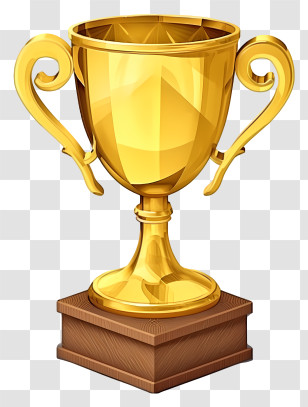 Trophy Icon - Golden Trophy With Wooden Base Transparent PNG