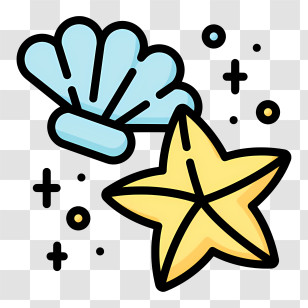 Seashell Icon - Shell And Starfish Illustration Transparent PNG